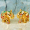 Brass Coloured Meenakari Elephant Idol Set, Decorative Showpiece for Home and Office (Pack of 2 Pcs)