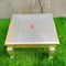 Silver Coated Wooden Chowki Stool, Puja Chowki For Rent (Height 6 Inches)