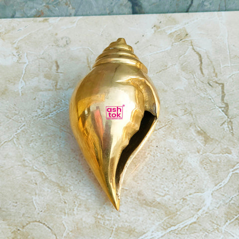 Brass Shankh, Brass Pujas Shell, Traditional Brass Shankh for Puja