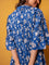 Blue Paradise Block Printed Cotton Pintuck Dress