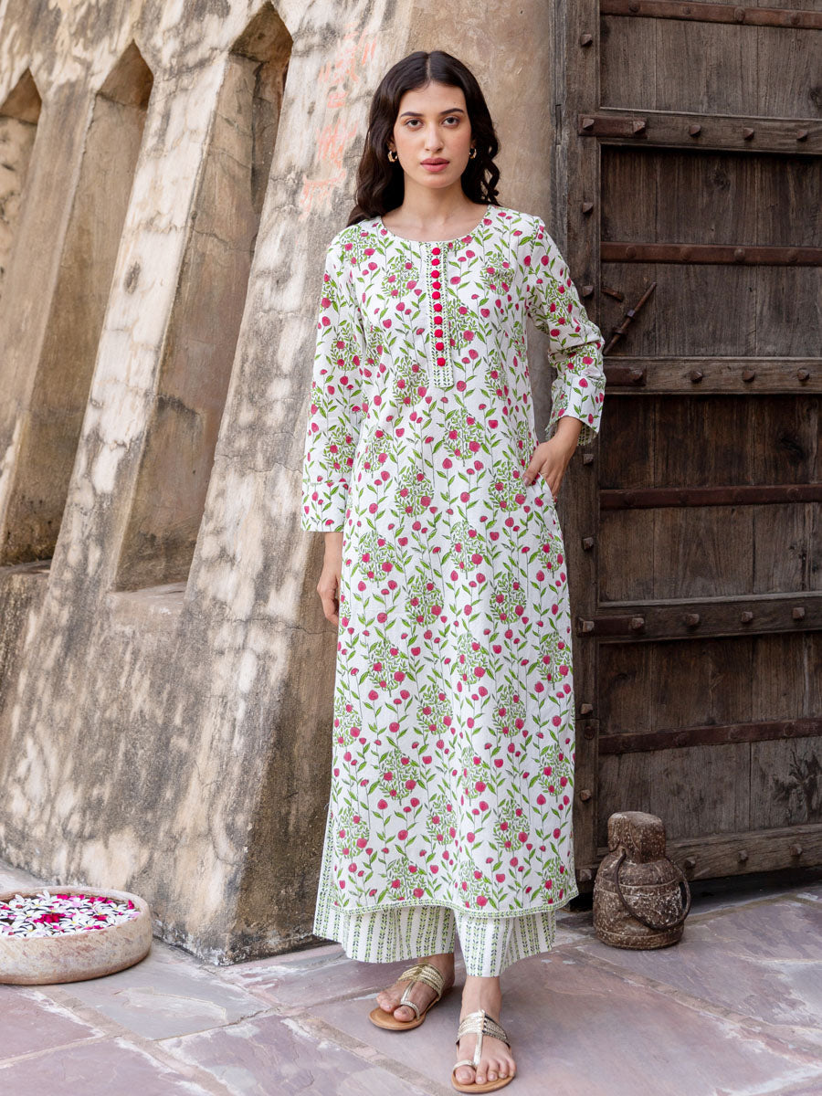 Utsav Block Printed Cotton Long Kurta