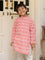 Pink Ikat Organic Cotton Block Printed Long Kurta