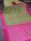 Pochampally silk saree mehendi green and pink with allover ikat weaves and simple border