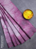 Linen cotton saree off white and purple with allover tie & dye prints sequin work and silver zari woven border