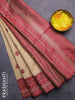 Semi dupion saree sandal and maroon with thread woven buttas and thread woven border