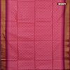Semi dupion saree pink and purple with allover zari checks & thread buttas and zari woven border