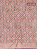 Semi dupion saree pink and purple with allover bandhani butta prints and zari woven border