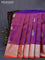 Venkatagiri silk saree dual shade of bluish orange and orange with silver zari woven buttas and silver zari woven border