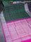 Venkatagiri silk saree dark green and pink with allover silver zari weaves and silver zari woven border