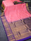 Pure kanjivaram silk saree peach pink and blue with zari woven buttas and zari woven border