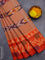 Bengal cotton saree rust shade and orange with ikat weaves and thread woven border without blouse