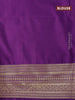 Semi kanjivaram soft silk saree green and deep purple with allover silver & gold zari woven butta weaves and zari woven border