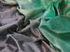 Semi kanjivaram soft silk saree grey and green with allover zari weaves and zari woven border