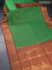 Semi kanjivaram soft silk saree green and maroon with allover geometric zari weaves and rich zari woven border