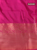 Semi kanjivaram soft silk saree green and magenta pink with allover zari woven buttas and long zari woven border
