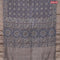 Chanderi silk cotton saree grey shade and green with natural vegetable prints and zari woven gotapatti lace border