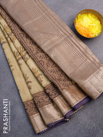 Chanderi silk cotton saree elaichi green shade and wine shade with natural vegetable butta prints and zari woven gotapatti lace border