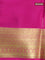 Pure mysore silk saree teal blue shade and pink with plain body and zari woven border