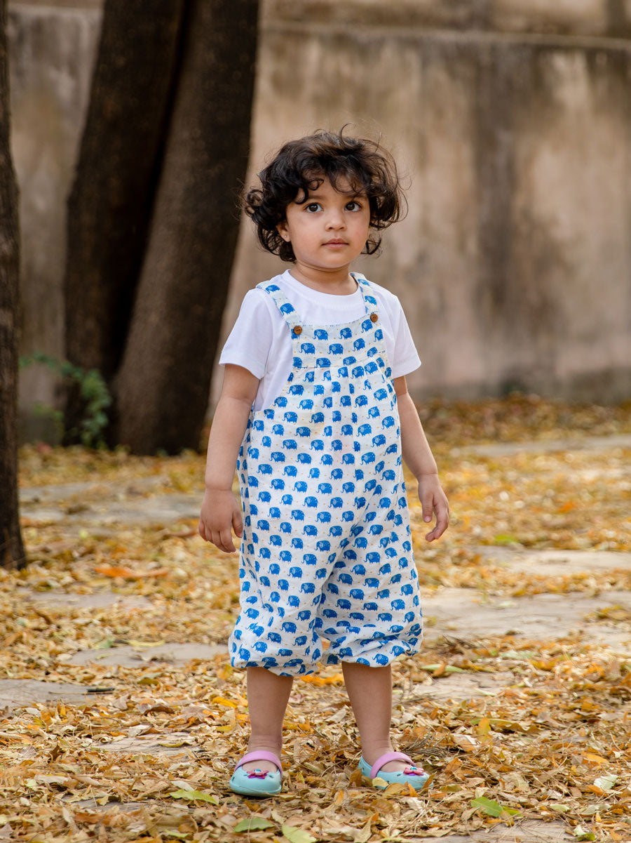 Jumbo Organic Cotton Printed Dungarees