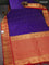 Pure gadwal silk saree blue and red with zari woven buttas and temple design zari woven border