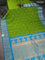 Pure gadwal silk saree light green and cs blue with annam zari woven buttas and temple design zari woven border