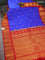 Pure gadwal silk saree blue and red with zari woven buttas and temple design zari woven border