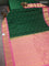 Pure gadwal silk saree green and light pink with zari woven buttas and temple design zari woven border
