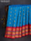 Pure gadwal silk saree cs blue and pink with zari woven paisley buttas and temple design zari woven border