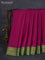 Pure mysore silk saree dark pink and green with plain body and zari woven border