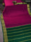 Pure mysore silk saree dark pink and green with plain body and zari woven border
