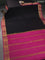 Pure mysore silk saree black and pink with plain body and zari woven border