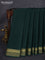 Pure mysore silk saree bottle green with plain body and zari woven border