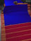 Pure mysore silk saree blue and dark pink with plain body and zari woven border