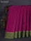 Pure mysore silk saree dark pink and dark green with plain body and zari woven border