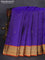 Pure kanchipuram silk saree blue and orange with allover zari weaves & buttas and zari woven border