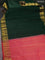 Pure kanchipuram silk saree dark green and dual shade of pinkish orange with zari woven buttas and zari woven border