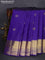 Pure kanchipuram silk saree blue with zari woven buttas and zari woven border