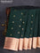 Pure kanchipuram silk saree dark green and peach shade with zari woven buttas and zari woven korvai border