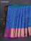 Pure kanchipuram silk saree dual shade of blue and pink with zari woven buttas and zari woven border