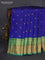 Pure kanchipuram silk saree blue and green with zari woven buttas and annam zari woven border