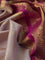Pure kanchipuram silk saree beige and pink with zari woven buttas and zari woven korvai border