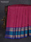 Pure kanchipuram silk saree dark magenta pink and blue with zari woven buttas and rettapet zari woven border