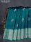 Banarasi poona silk saree peacock blue and teal green shade with zari woven floral buttas and long zari woven border