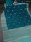 Banarasi poona silk saree peacock blue and teal green shade with zari woven floral buttas and long zari woven border