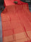 Banarasi semi crepe saree red with allover zari woven brocade weaves and lace work border