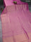Banarasi semi crepe saree purple with allover zari woven brocade weaves and lace work border
