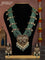 Beaded multilayer necklace heart shape pendant with kemp & cz stones and pearl hangings