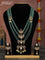 Beaded multilayer mint green necklace chandbali pendant with kemp & cz stones and pearl hangings in victorian finish