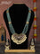 Beaded multilayer mint green necklace with kemp & cz stones and pearl hangings in victorian finish
