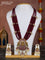 Beaded multilayer maroon necklace lakshmi pendant with kemp & cz stones and pearl hangings